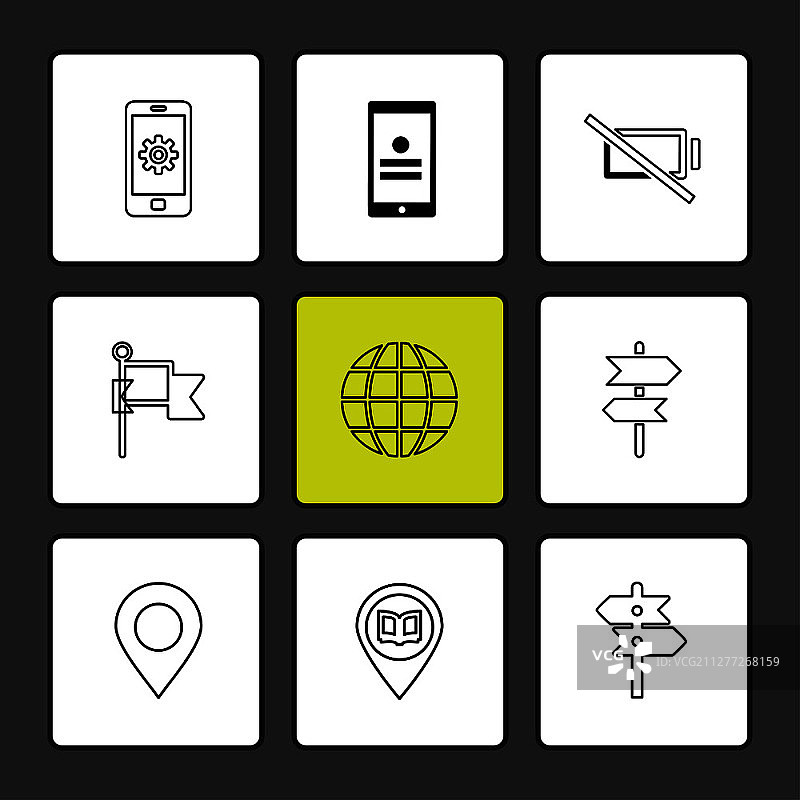 聊天对话手机连接导航世界目标位置消息电话图标矢量设计扁平风格创意图标合集图片素材