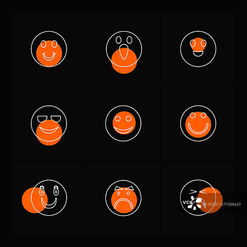 表情符号，笑脸，悲伤，快乐，哭泣，大笑，爱，愤怒，恼人，困惑，紧张，心碎，浪漫，图标，矢量，设计，扁平，集合，风格，创意，图标图片素材