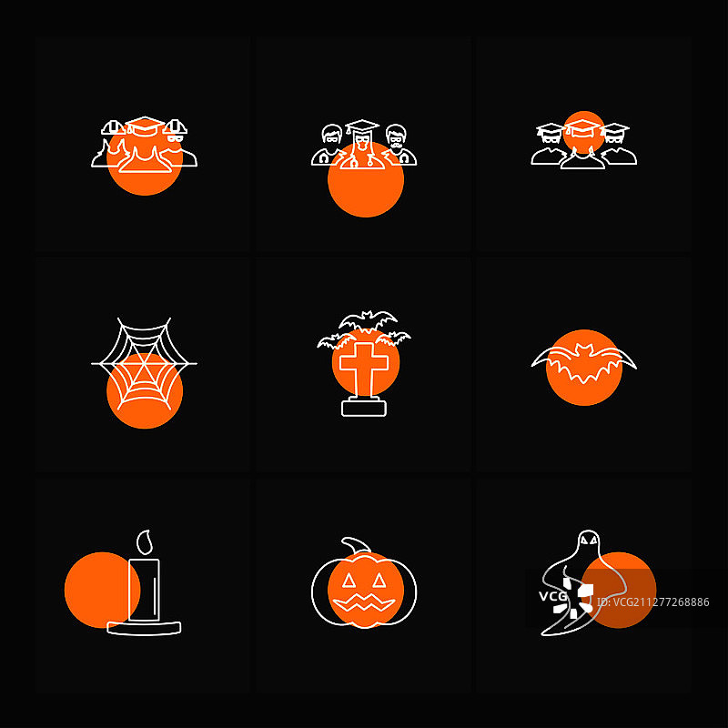 万圣节蝙蝠南瓜蜘蛛蜡烛矢量图标图片素材