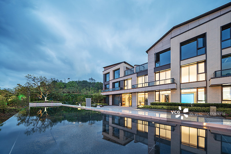 别墅夜景图片素材