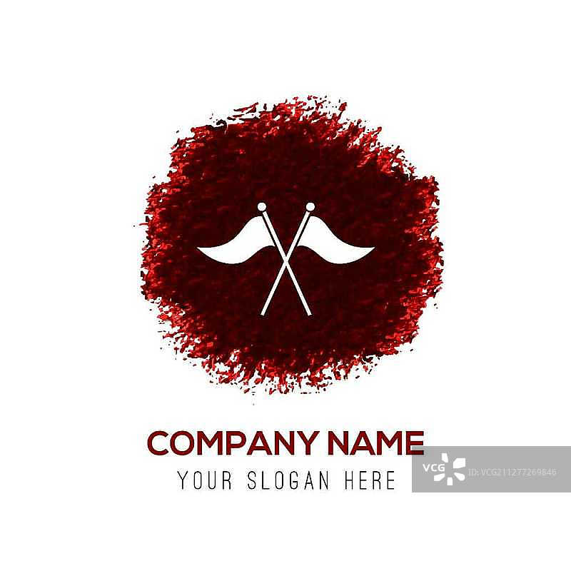 高尔夫球旗图标 - 红色水彩圆形飞溅图片素材