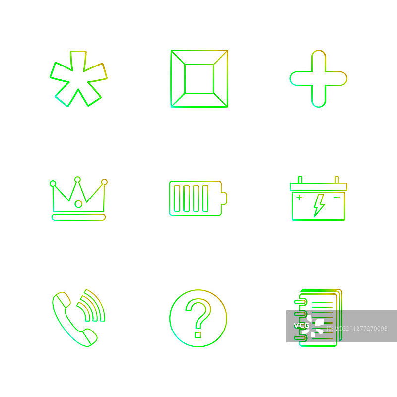 国王呼叫日记电池形状电子时间生态图标矢量设计扁平风格创意图标三角形正方形六边形五边形电池电力图片素材