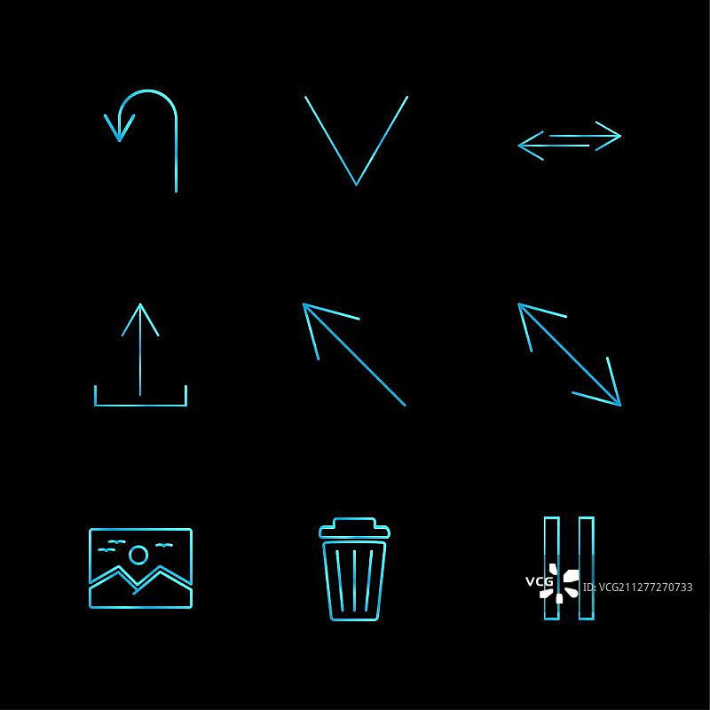 图像，垃圾箱，暂停，箭头，方向，头像，下载，上传，应用，用户界面，比例，重置消息，上，下，左，右，图标，矢量，设计，扁平，收藏，风格，创意，图标图片素材