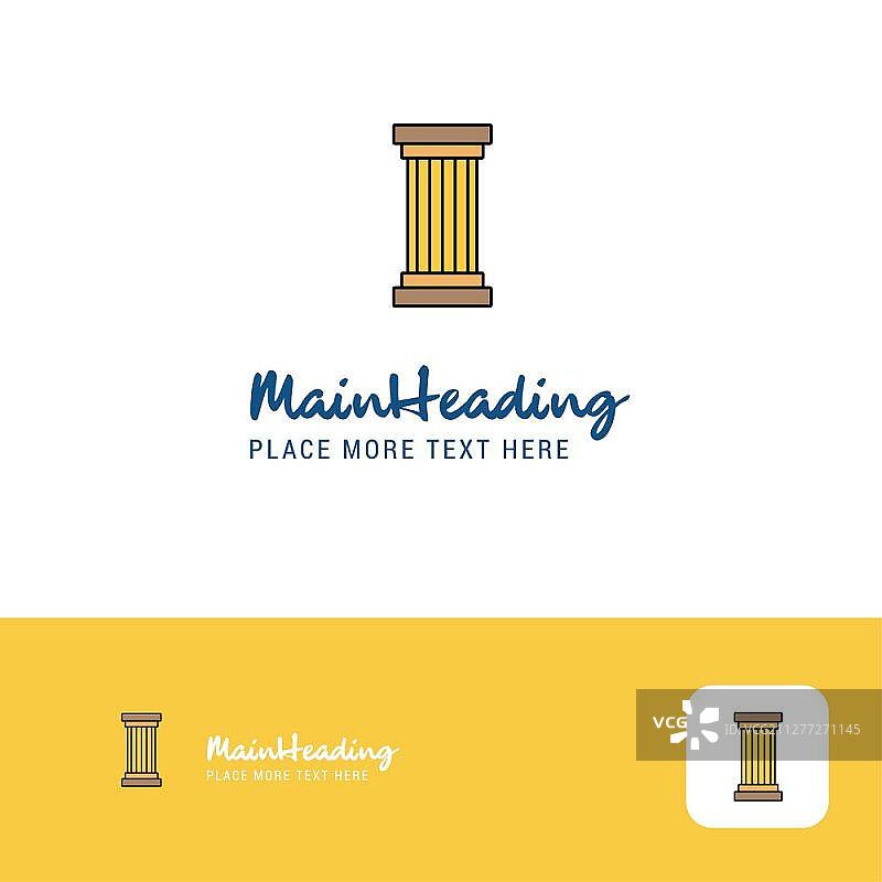 创意柱子标志设计。标语的扁平颜色Logo位置。矢量图图片素材