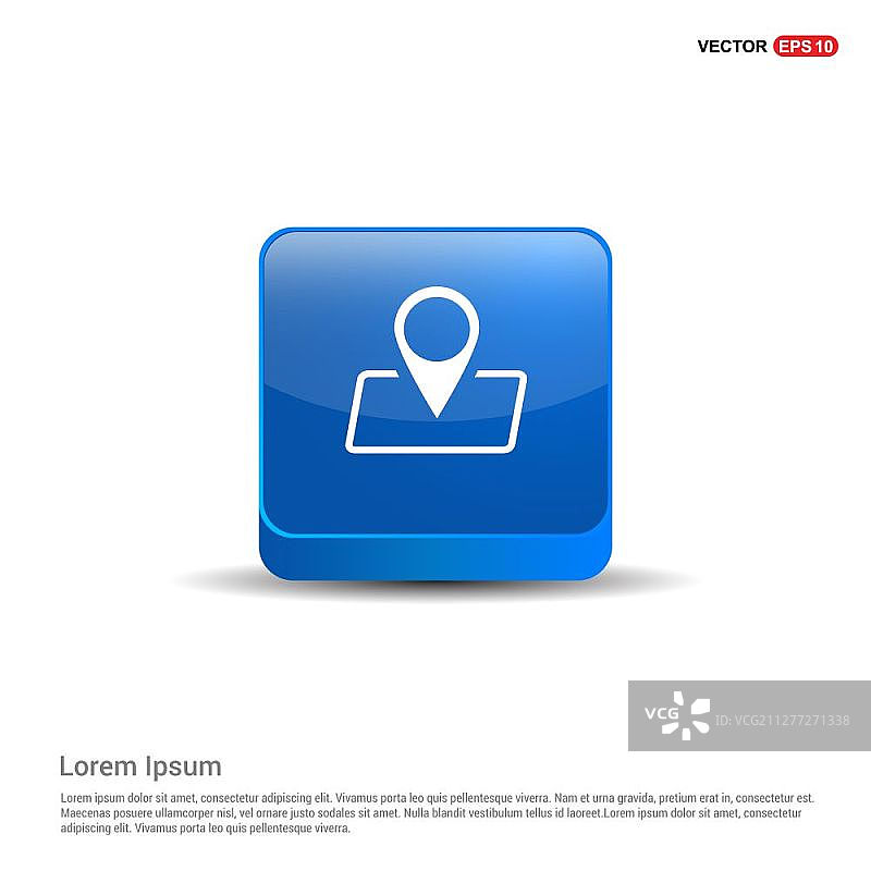 地图上的图钉图标 - 3D蓝色按钮图片素材