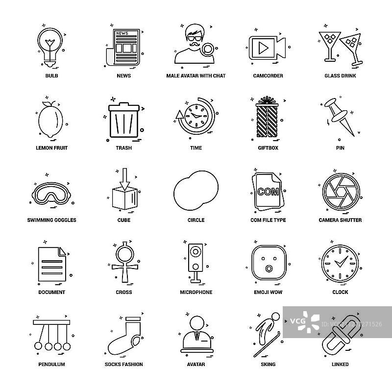 25个商业概念组合线图标集图片素材