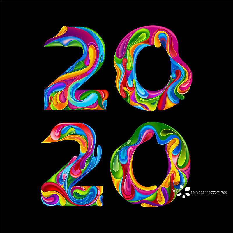 2020新年时尚彩色数字图片素材