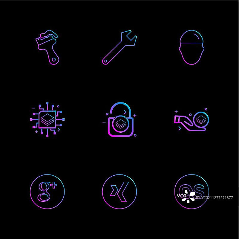 油漆刷扳手劳动加密货币货币美元图表商业银行矢量图标扁平风格创意图标图片素材