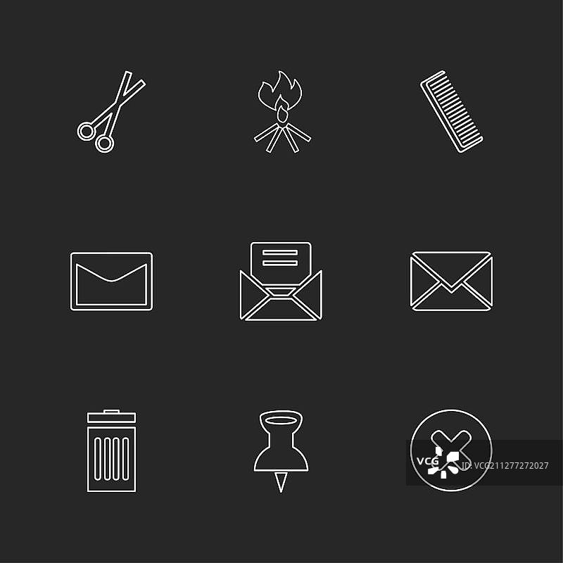 打印机消息别针剪辑板图标矢量设计扁平风格创意图标合集图片素材