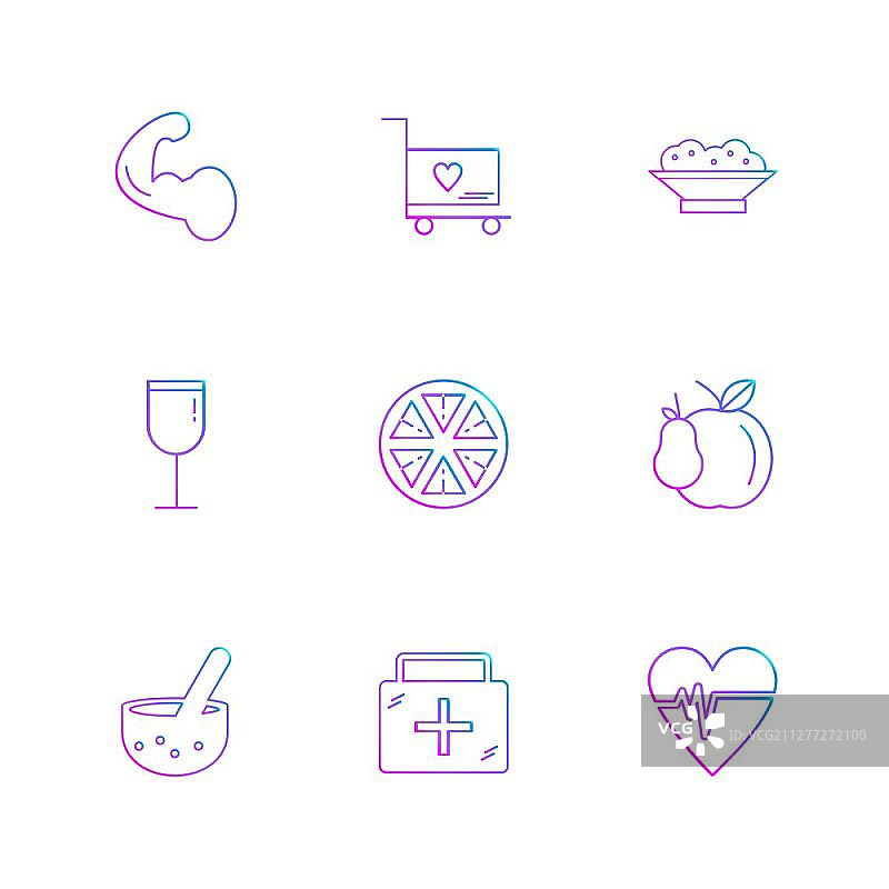 医疗健康类扁平风格图标素材图片素材