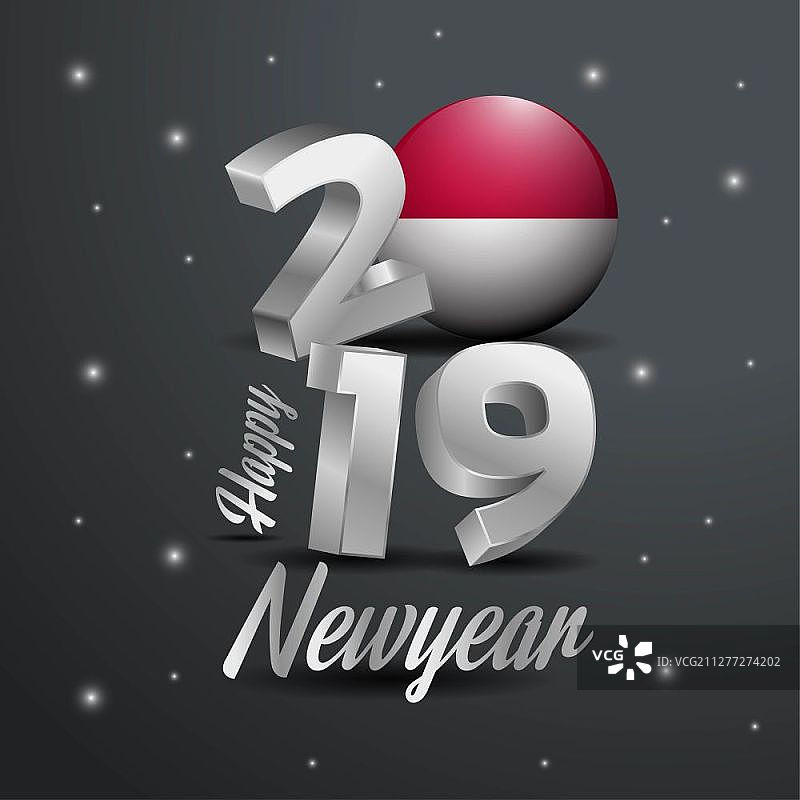 印度尼西亚国旗2019新年快乐背景图片素材