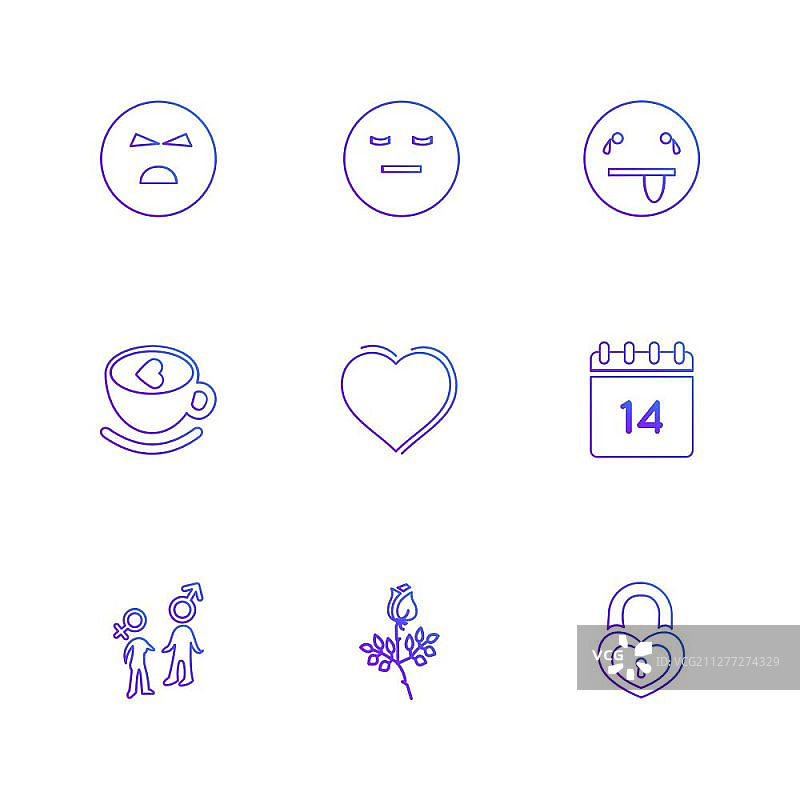 表情符号，笑脸，悲伤，快乐，哭泣，大笑，爱，愤怒，恼人，困惑，紧张，心碎，浪漫，图标，矢量，设计，扁平，集合，风格，创意，图标图片素材