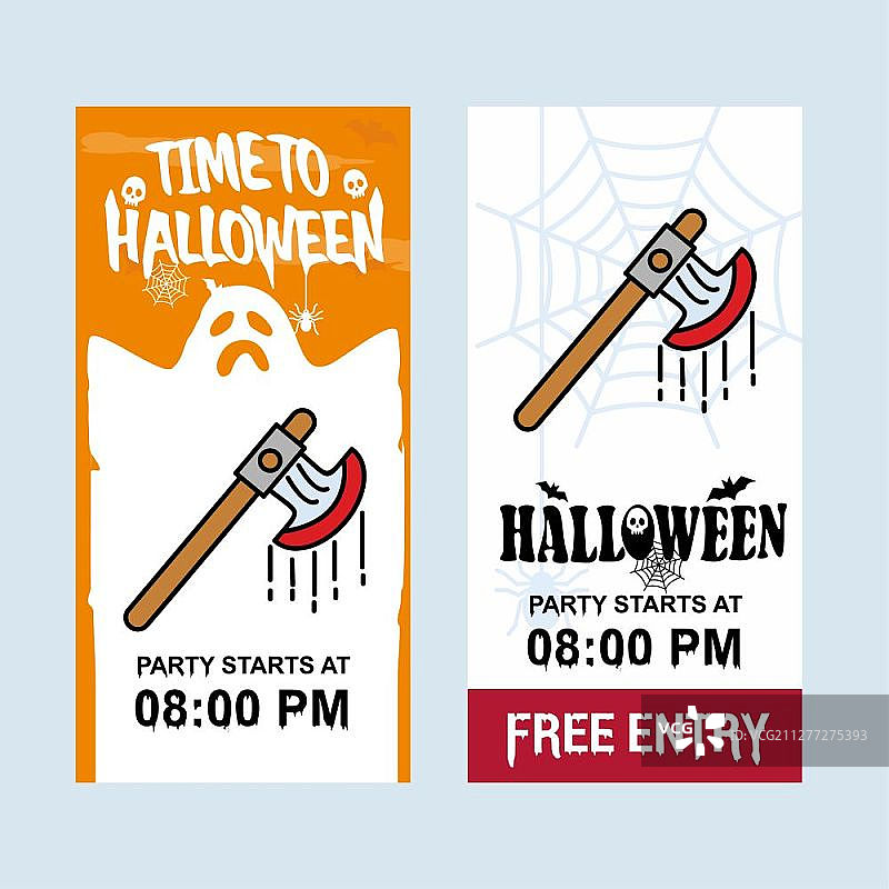 万圣节快乐斧头邀请函设计矢量素材图片素材