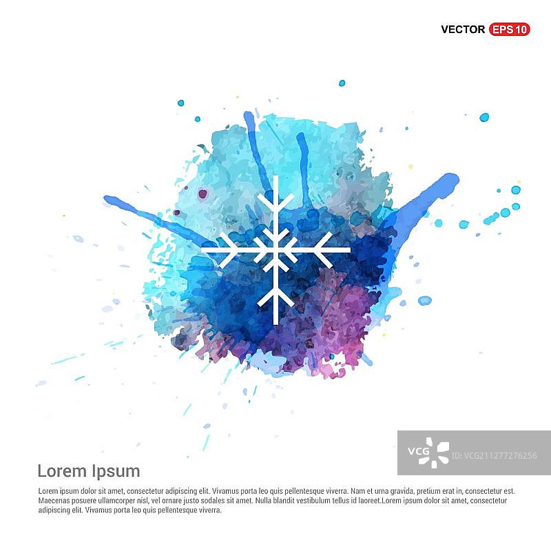 水彩背景上的雪花图标图片素材