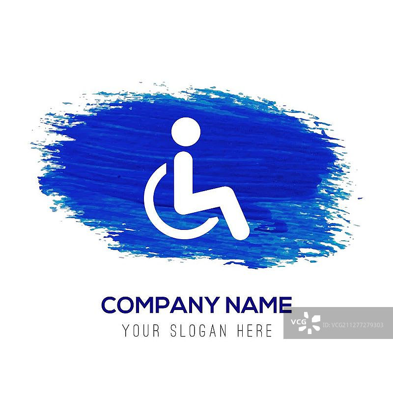残疾人图标 - 蓝色水彩背景图片素材