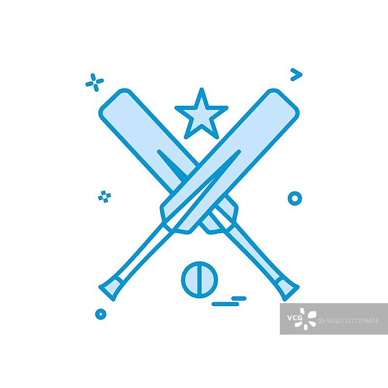 板球蝙蝠、球和星星图标矢量设计图片素材