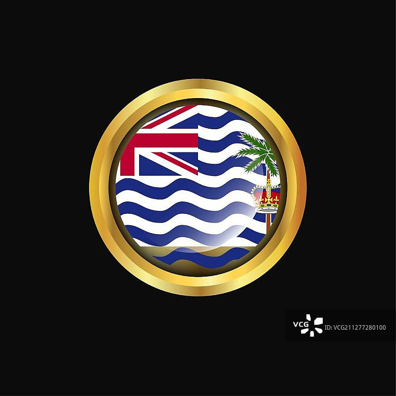 英属印度洋领地旗帜金色按钮图片素材