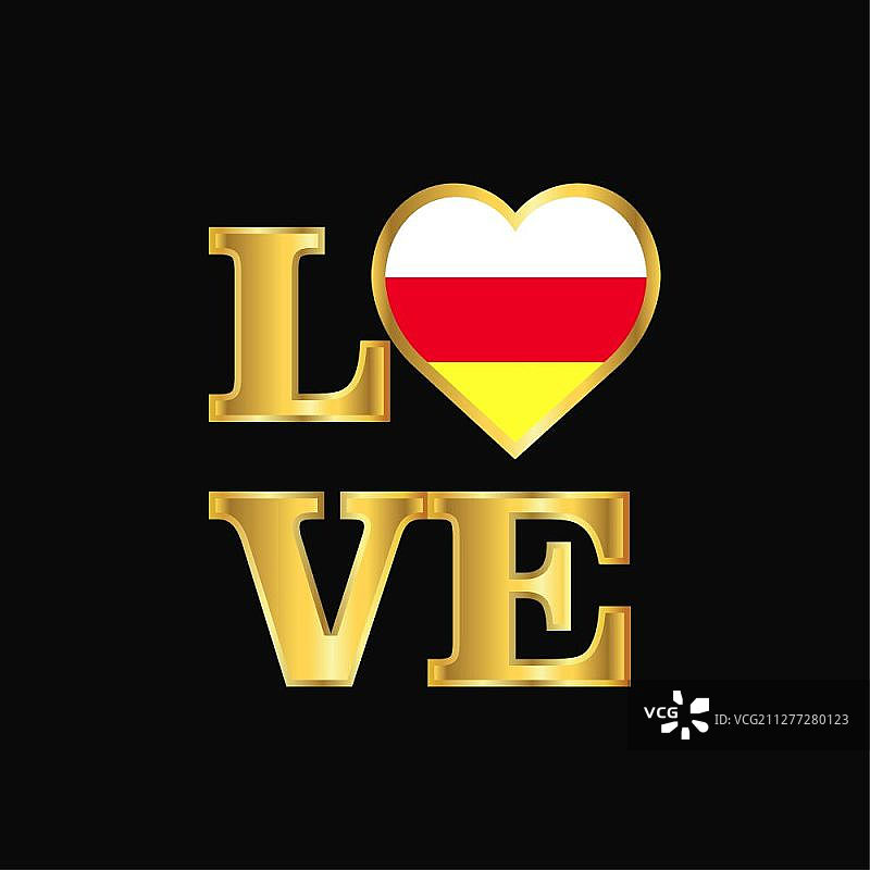 南奥塞梯国旗爱情排版设计矢量金色字体图片素材