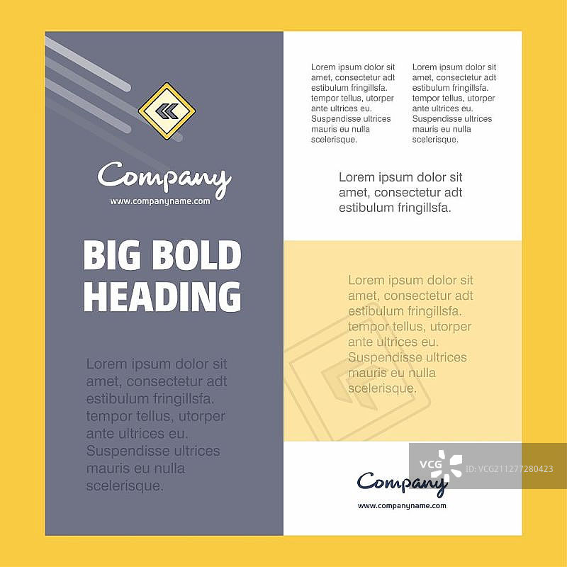 向左箭头路标牌商务公司海报模板，带文字和图片位置。矢量背景图片素材