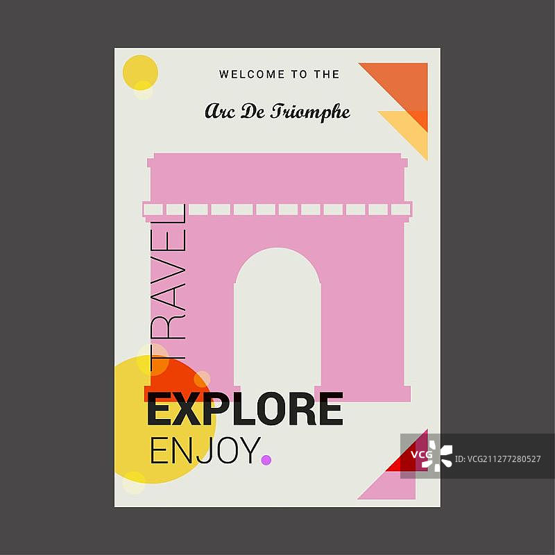 欢迎来到凯旋门，探索戴高乐广场，旅游宣传海报模板图片素材