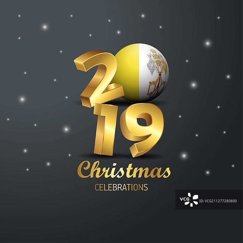 梵蒂冈城教廷旗帜2019圣诞节排版。新年抽象庆祝背景图片素材