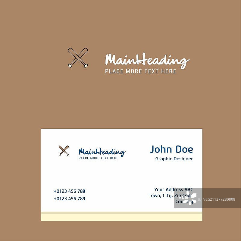 棒球棒Logo设计与名片模板矢量图图片素材