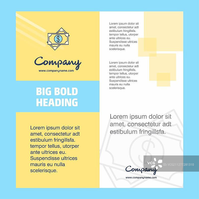 美元公司宣传册标题页设计，公司简介、年度报告、演示文稿、宣传单矢量背景图片素材