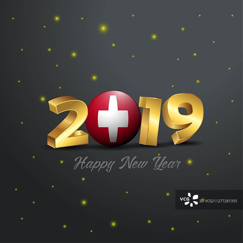 2019新年快乐瑞士国旗排版抽象庆典背景图片素材
