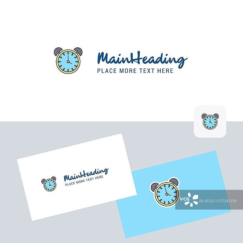 闹钟矢量标志与名片模板，优雅的企业形象图片素材