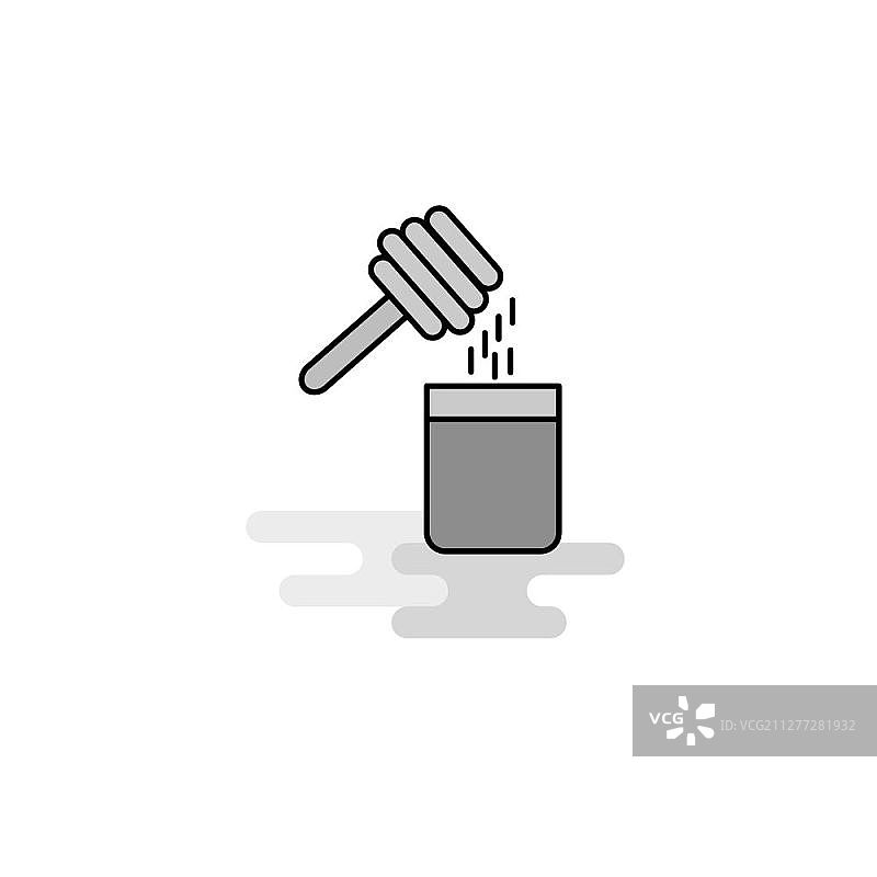 蜂蜜网页图标，扁平线性填充灰色矢量图标图片素材