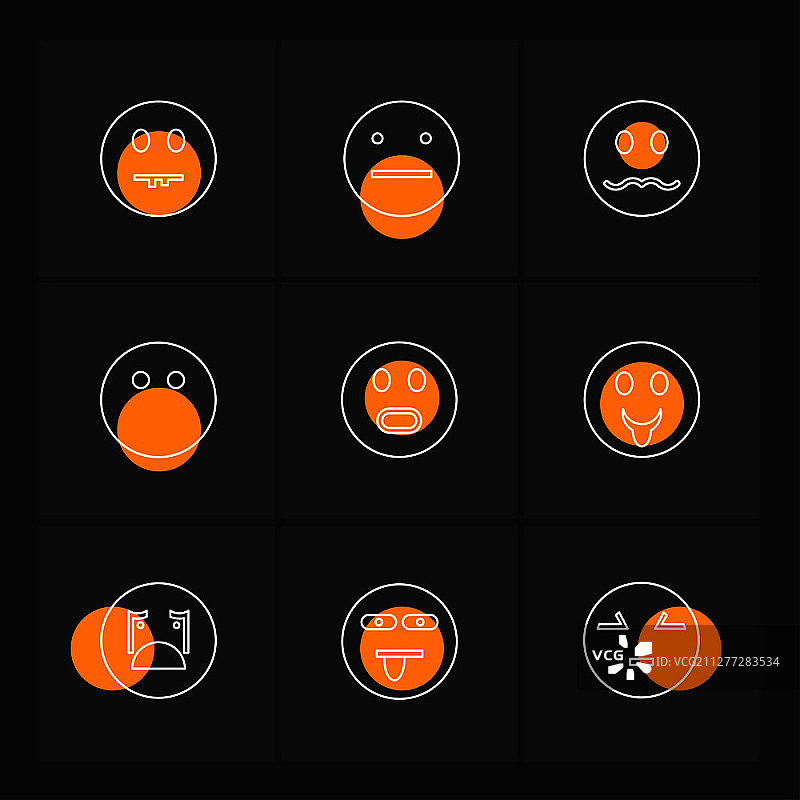 表情符号，笑脸，悲伤，快乐，哭泣，大笑，爱，愤怒，恼人，困惑，紧张，心碎，浪漫，图标，矢量，设计，扁平，集合，风格，创意，图标图片素材