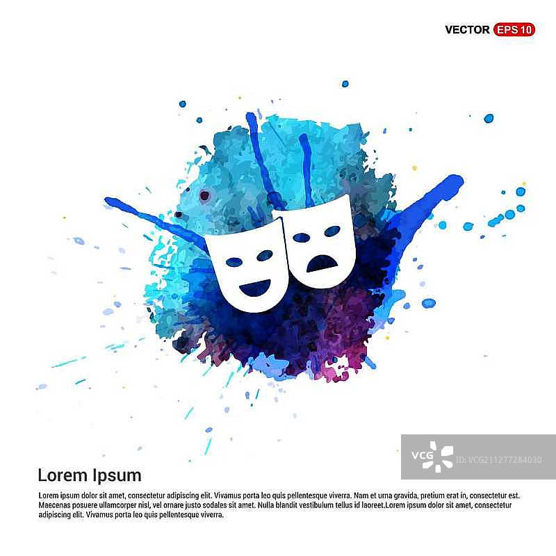 面具图标 - 水彩背景图片素材