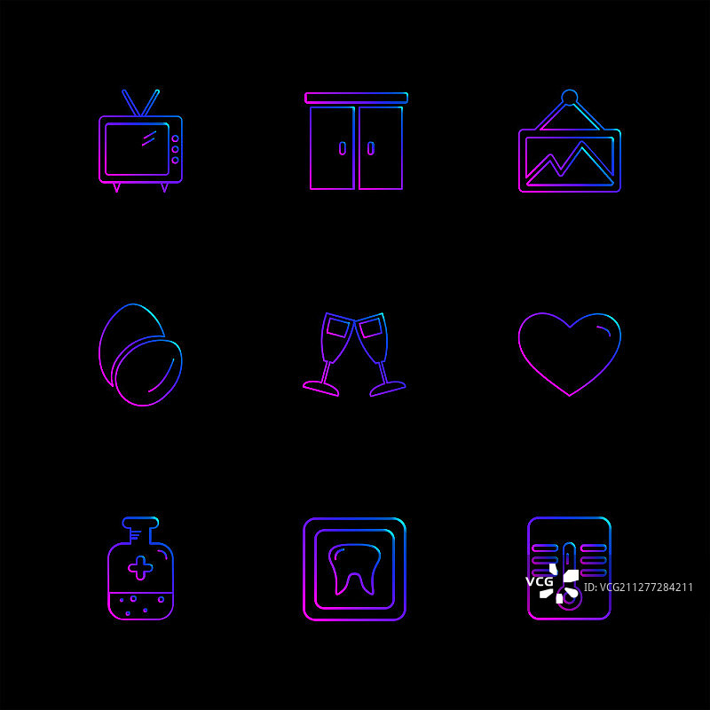 夏季美食度假游戏水果热气球相机船矢量图标设计扁平风格创意图标合集图片素材