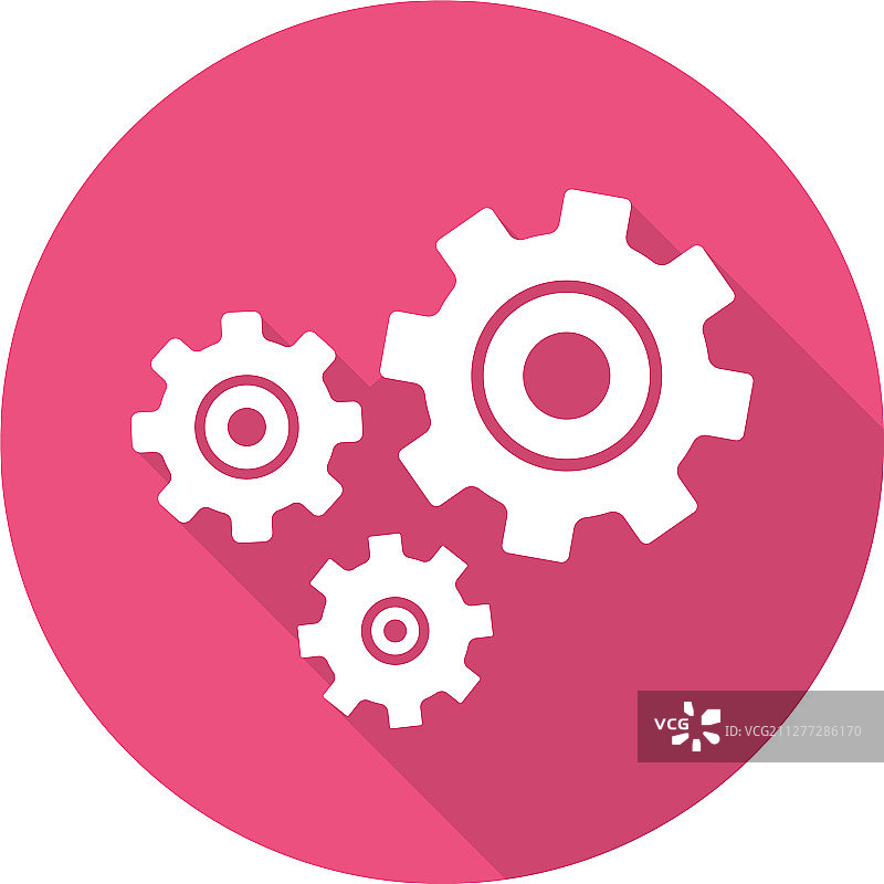 扁平化齿轮长阴影图标图片素材
