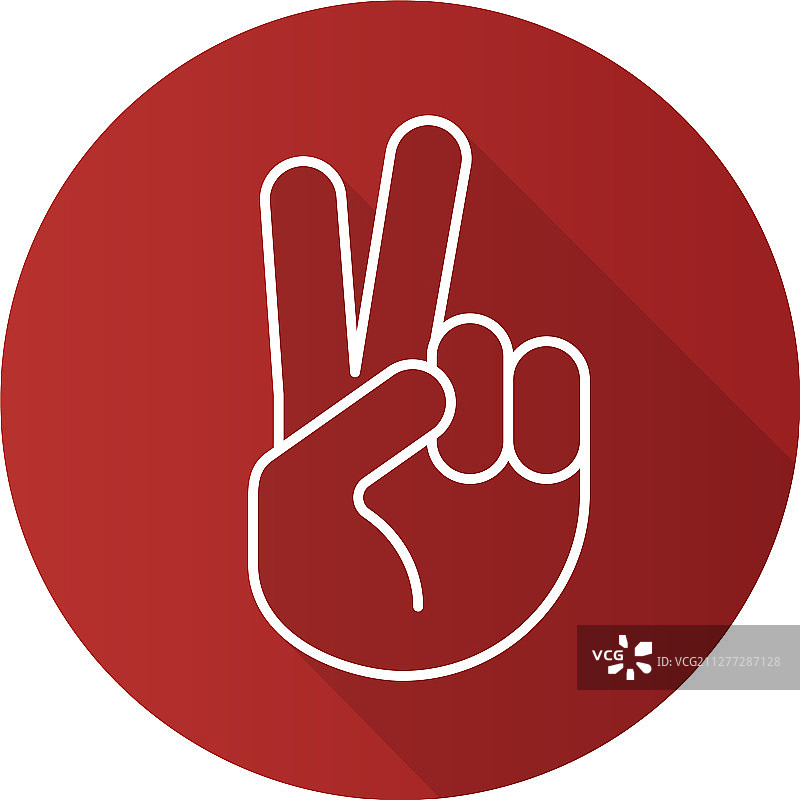 和平手势扁平线性长阴影图标图片素材