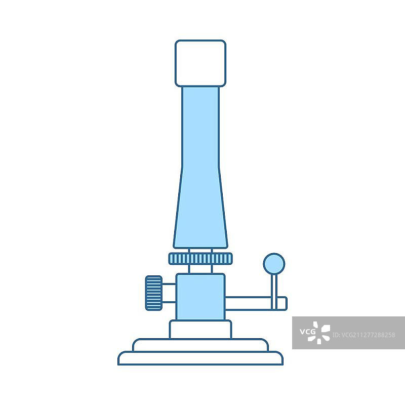 化学本生灯图标，蓝色填充细线设计矢量插画图片素材