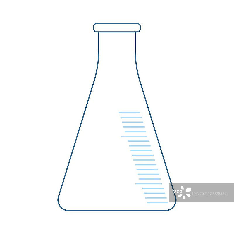 锥形烧瓶化学图标。蓝色填充细线设计矢量素材图片素材