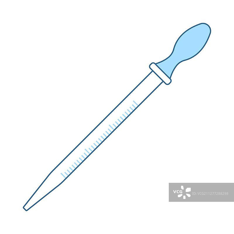 化学滴管图标 - 蓝色填充细线设计 - 矢量插画图片素材
