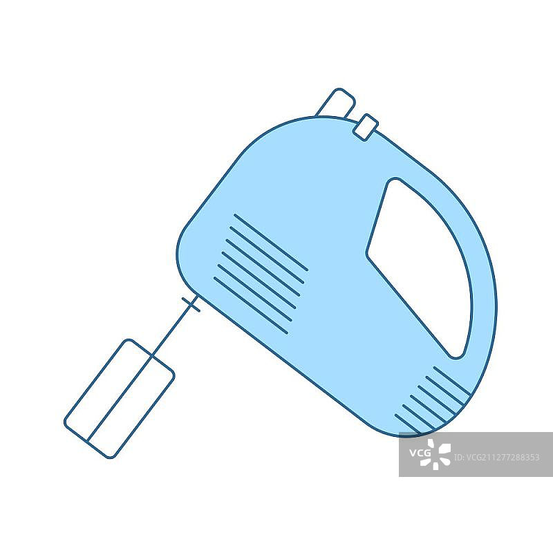 厨房手持搅拌机图标，蓝色细线条设计矢量图图片素材