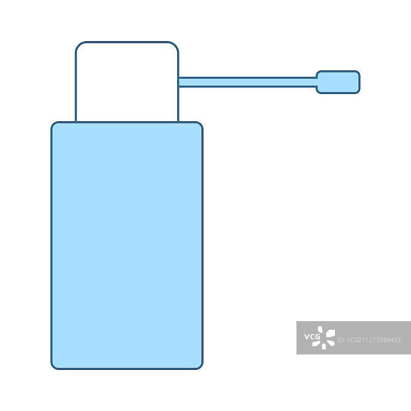 吸入器图标。带有蓝色填充设计的细线。矢量图。图片素材