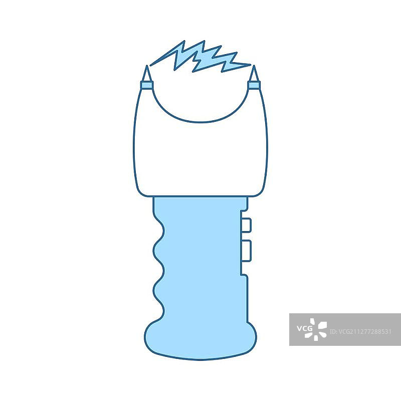 电击枪图标，蓝色填充细线设计矢量图图片素材