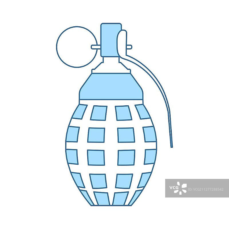 防御手榴弹图标，细蓝线填充设计矢量图图片素材