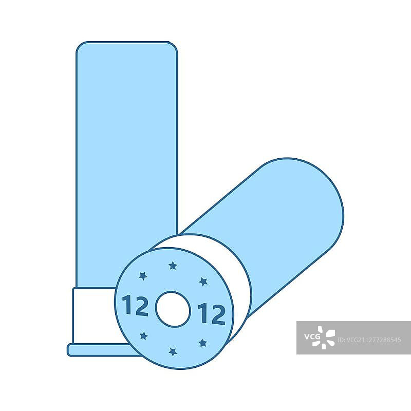 猎枪弹药图标，蓝色填充细线设计，矢量素材图片素材