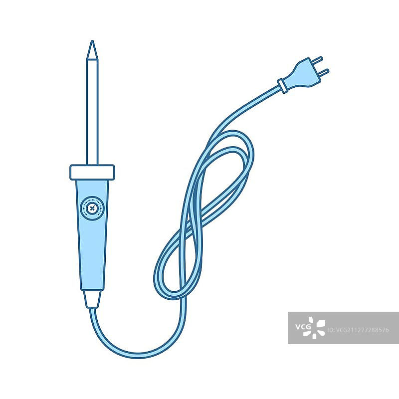 电烙铁图标，蓝色填充细线设计，矢量图图片素材