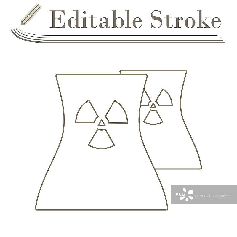 核电站图标，可编辑描边简约设计矢量图图片素材