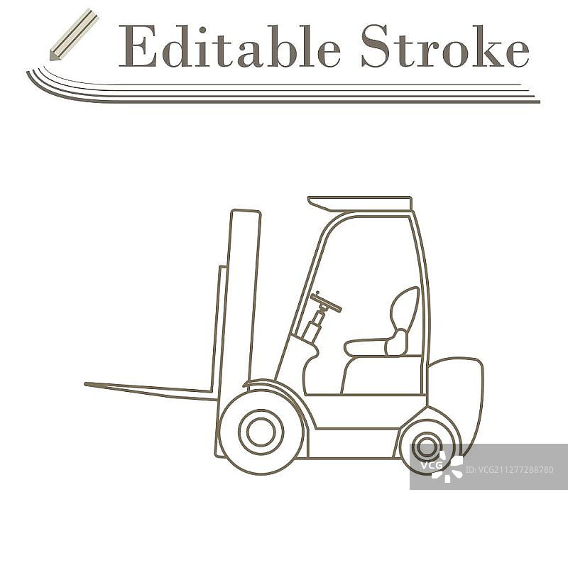 仓库叉车图标。可编辑笔画的简单设计。矢量图。图片素材