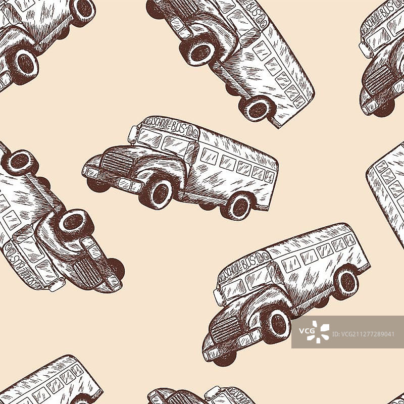 校车无缝背景：返校素描涂鸦设计矢量素材图片素材