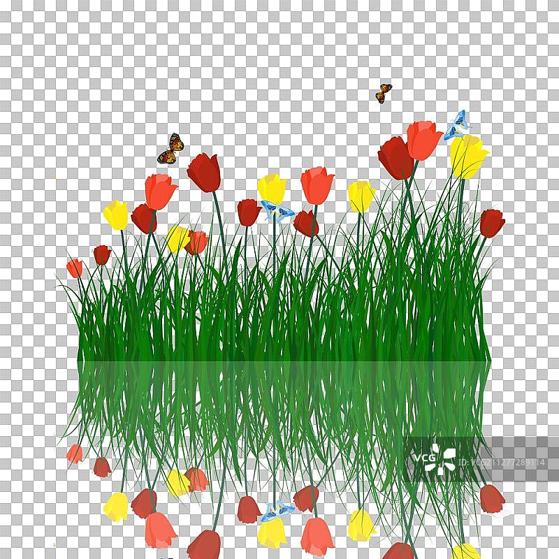 夏季（春季）草地透明网格背景设计矢量素材图片素材