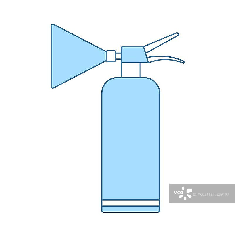 灭火器图标，带蓝色填充设计的细线，矢量图图片素材
