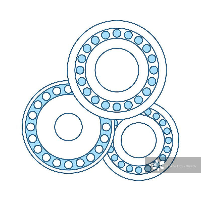 轴承图标。带蓝色填充设计的细线。矢量图图片素材